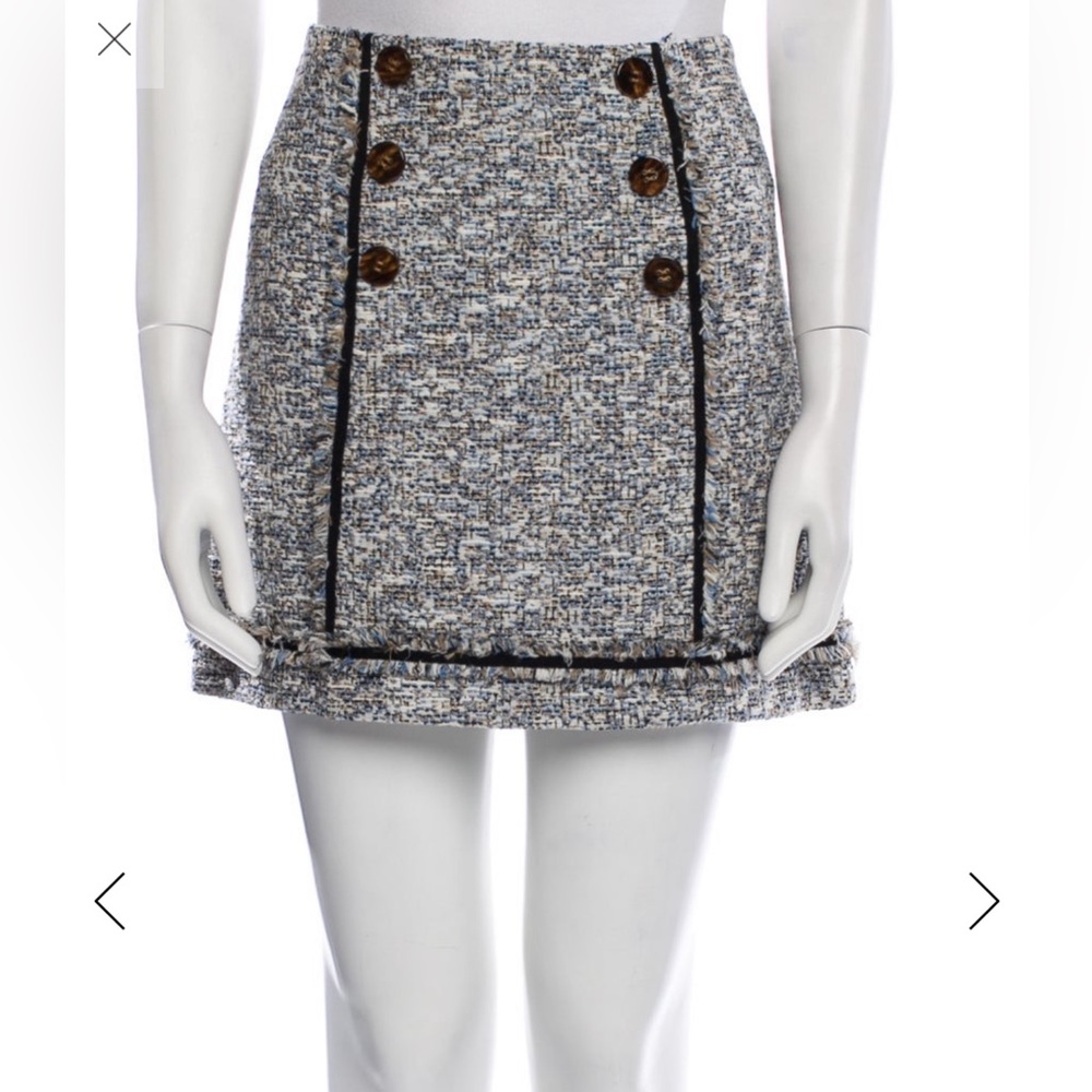 Veronica Beard Blue Tweed Mini Skirt